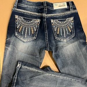 Grace In LA Women's Embellished Back Pockets Bootcut Stretch Jeans Size 29